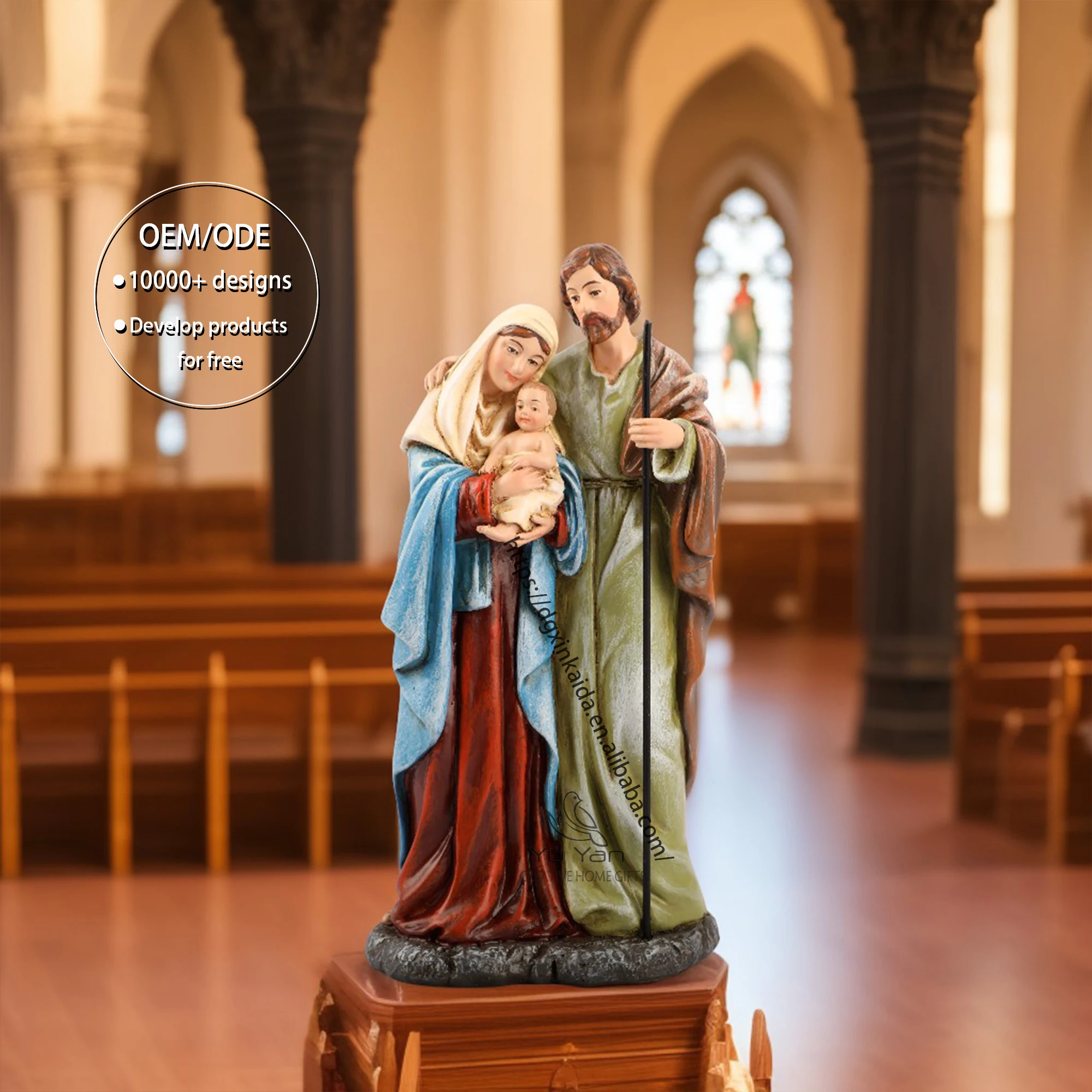 Factory wholesale catholic religious statues resin figurine suppliers scene felt dolls craft set christian gift items nativity