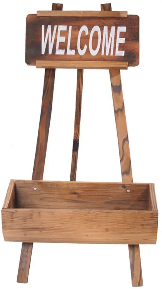 
Vintage Style Flower And Plant Easel Stand Wooden Shelf Wood Flower Pots and Decoration For Home With Wood Sign 