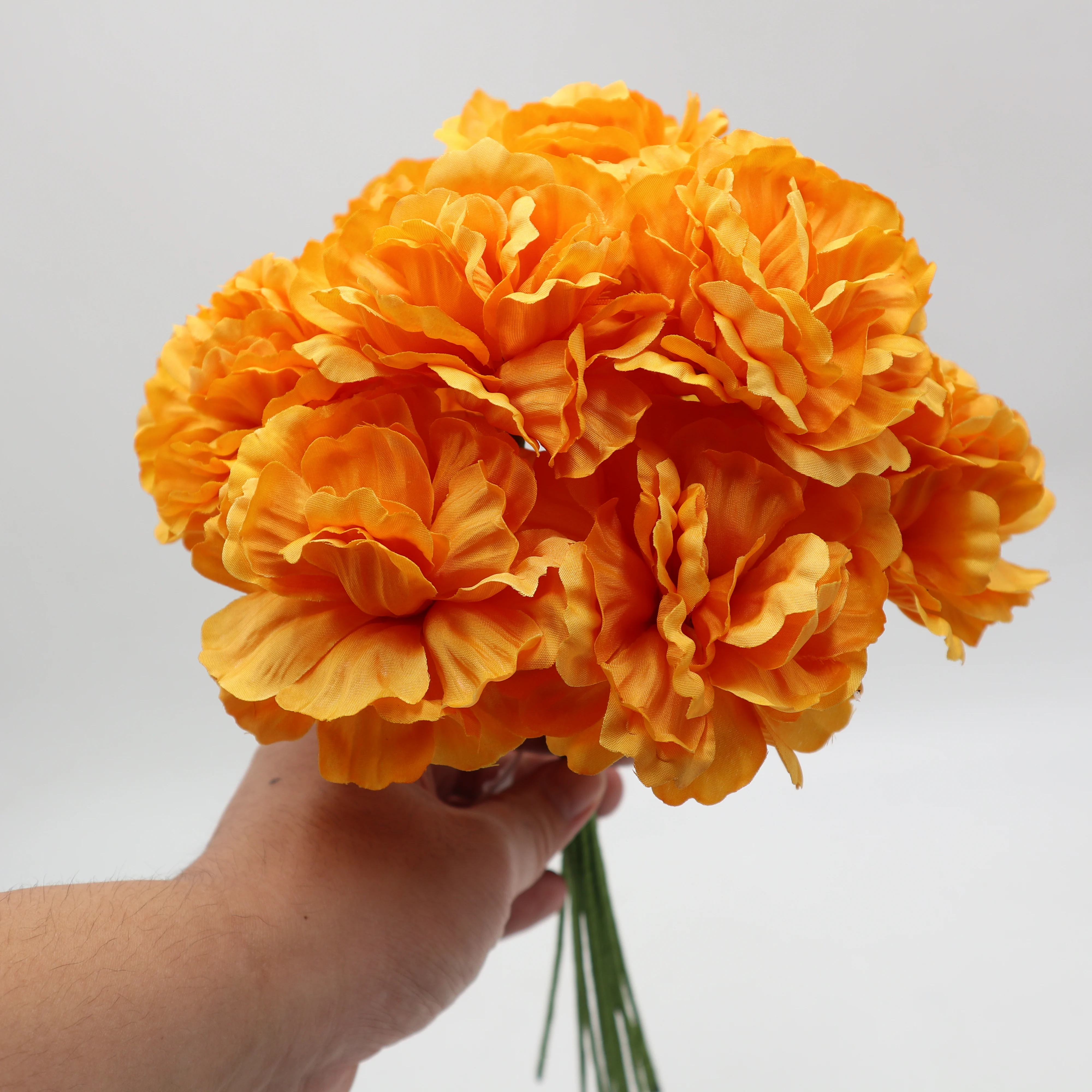 Orange Artificial Marigold Flowers Bulk Ball Bouquets by Factory Direct Silk Flowers Arrangement for  Centerpiece Flower