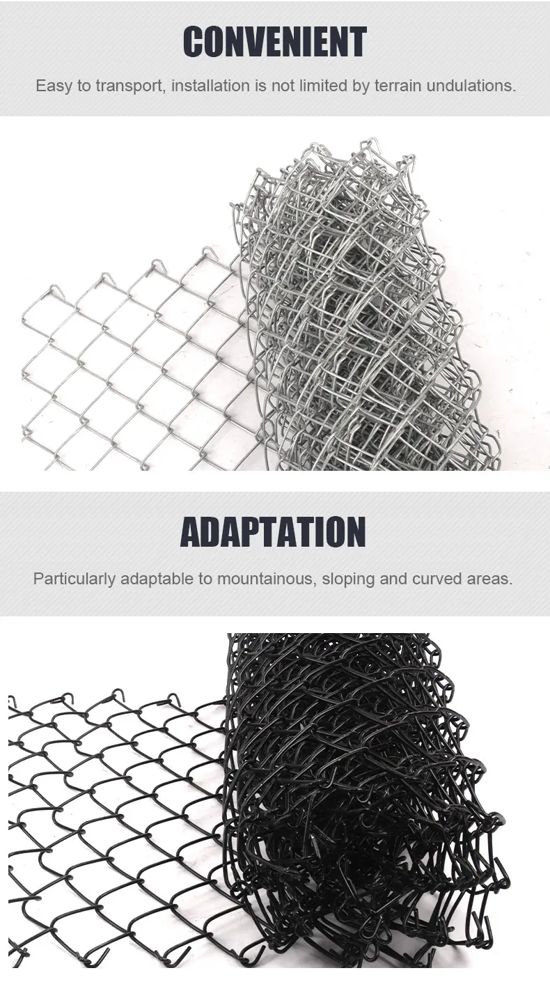 Residential pvc coated chain link fence Seaside fence zinc coated diagonal wire mesh Sports field woven stadium fence  