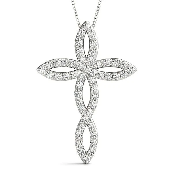 Men Women Infinite Cross Pendant Necklace Rhodium Silver Gold CZ Crystal Diamond Cross Pendant