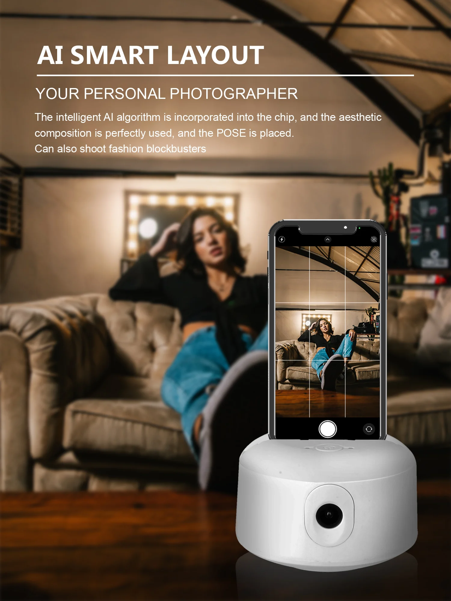 Timess 2020 Hot Selling New Trends Portable Smart Selfie Stick, 360 Auto Rotation Face Object Tracking Phone Camera Holder