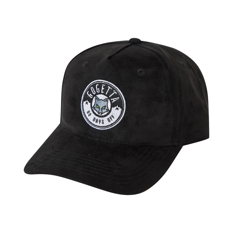 customized custom black 5 panel embroidery logo suede baseball cap