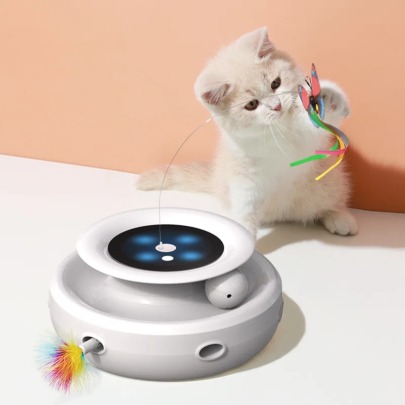 Wholesale 2022 360 Rotating Smart Ball Pet Teaser With Feather Multi-color Butterfly Interactive Cat Toys