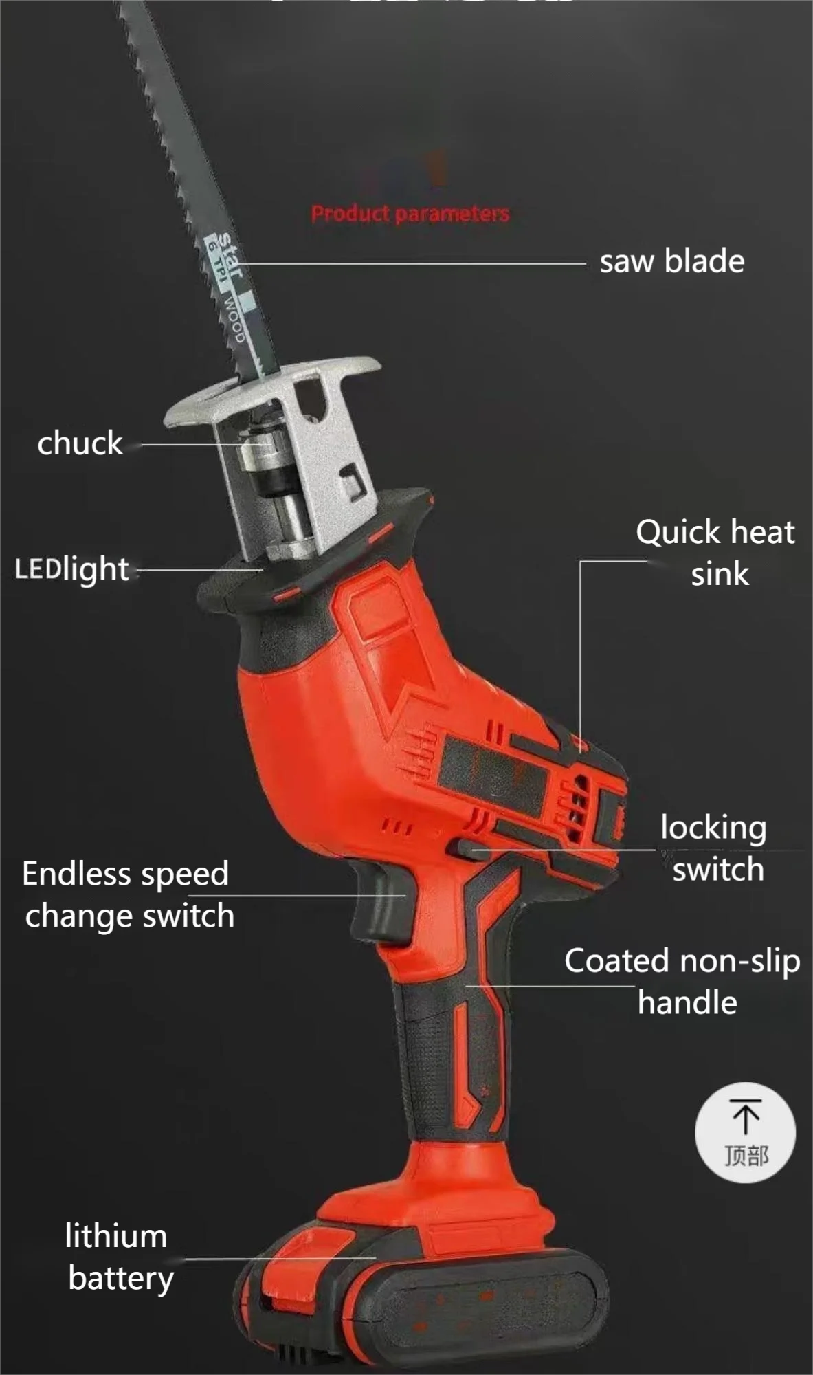 Brushless Motor for Metal and Tile Cutting Lithium battery electric reciprocating saw  Mini Saw for various materials Cutting