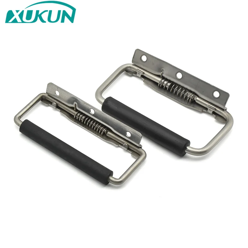 XK606 Industrial Handle Carbon steel rubber spring rebound handle 90 degree folding handle for cabint/toolbox