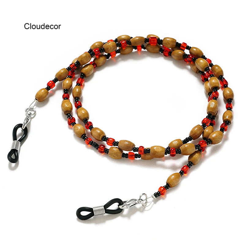 Retro Handmade Beaded Eyeglasses Rope Anti Slip Glasses Chain Masked Hanging Lanyards Wooden Sunglasses Decorative Hanging Cord