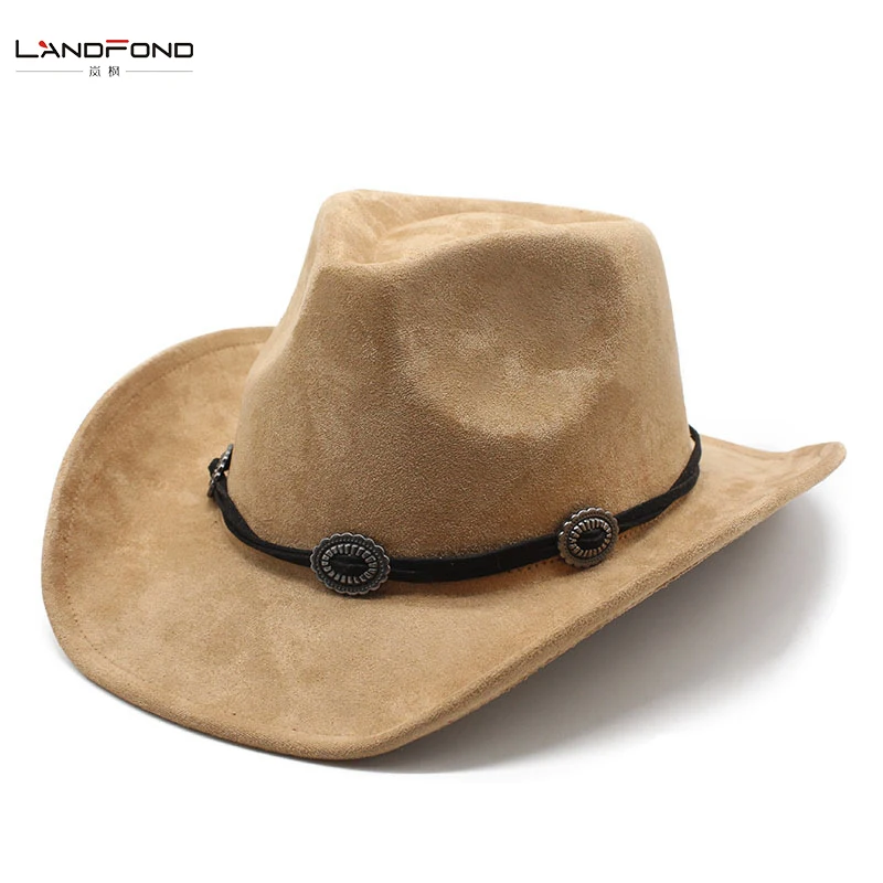 Landfond accessory Large brim suede hat Spring Summer felt hat woven accessories popular fedora hat