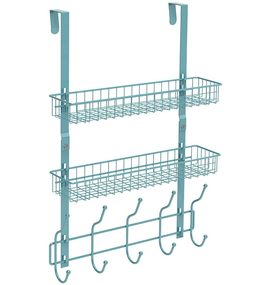 Оптовая Продажа Обновление над дверью Крючки 2 яруса металлическая сетка для хранения шкаф для ванной кухонная корзина для хранения туалетных принадлежностей