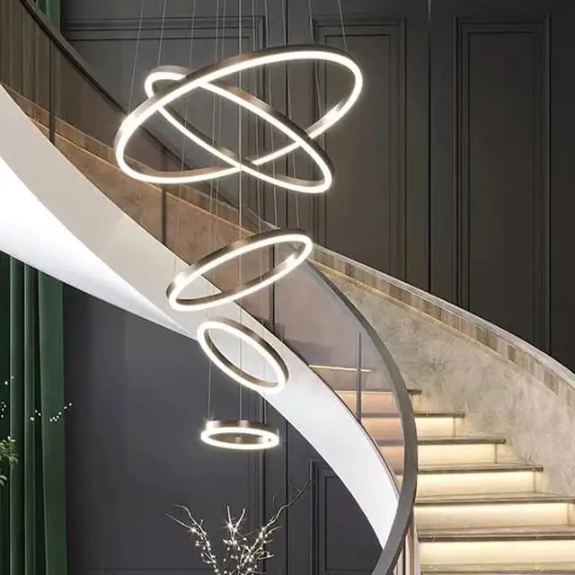 ECOJAS  Christmas Chandelier Home Light Circle Rings Acrylic led  pendant light