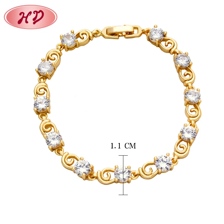 
Hot Sale Anniversary 13G 18K Fashion Jewelry White Crystal Charm Bracelet Women 