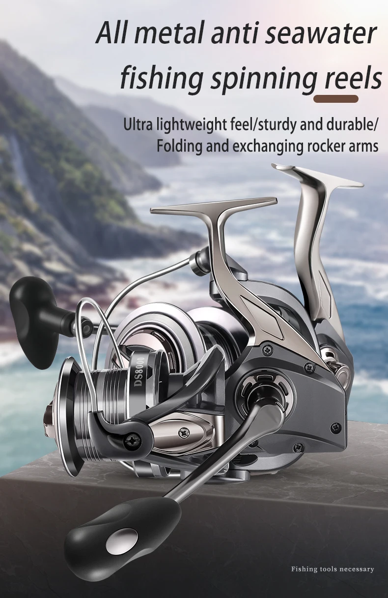 Spinning Fishing Reel for Freshwater Saltwater Fishing Anti-Reverse with Front-Adjustable Drag Saltwater Fishing Reel