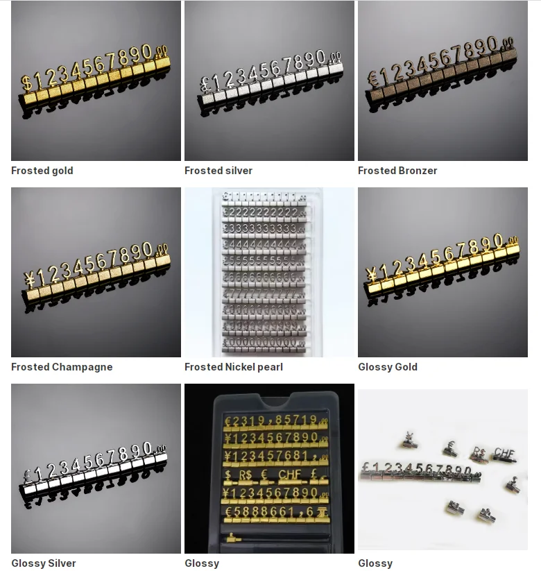 Adjustable 3D Metal Price Tags Euro Pound Dollar Combined Display Silver Optimal Store Use-for Supermarkets Jewelry Watches