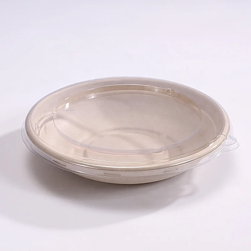 
32OZ round compostable salad bowl biodegradable containers sugarcane price pulp bagasse disposable dinnerware tableware set 