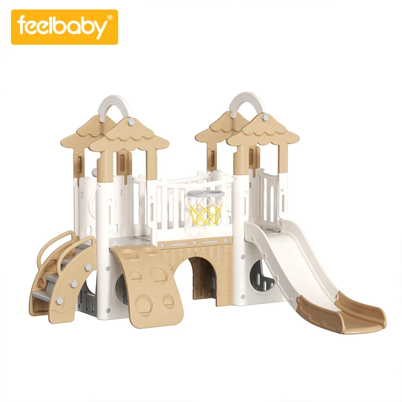 Feelbaby 2024 new product Indoor  Playground  Children Play Home Toy Good-looking Slide And Swing  Plastic  Slide For Kids