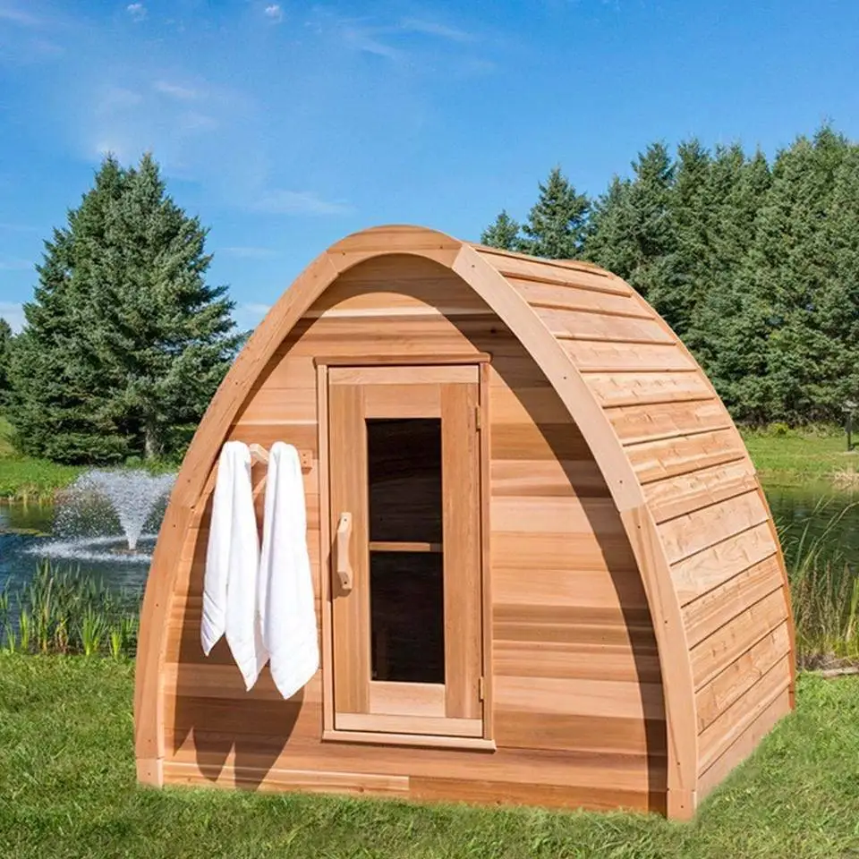 Outdoor rain drop traditional cedar wood dome sauna with Harvia heater