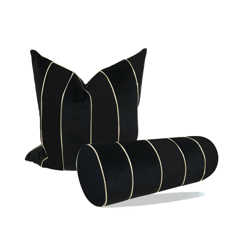 Household cylinder Pillow Black and white stripe high end flannelette cylinder pillow