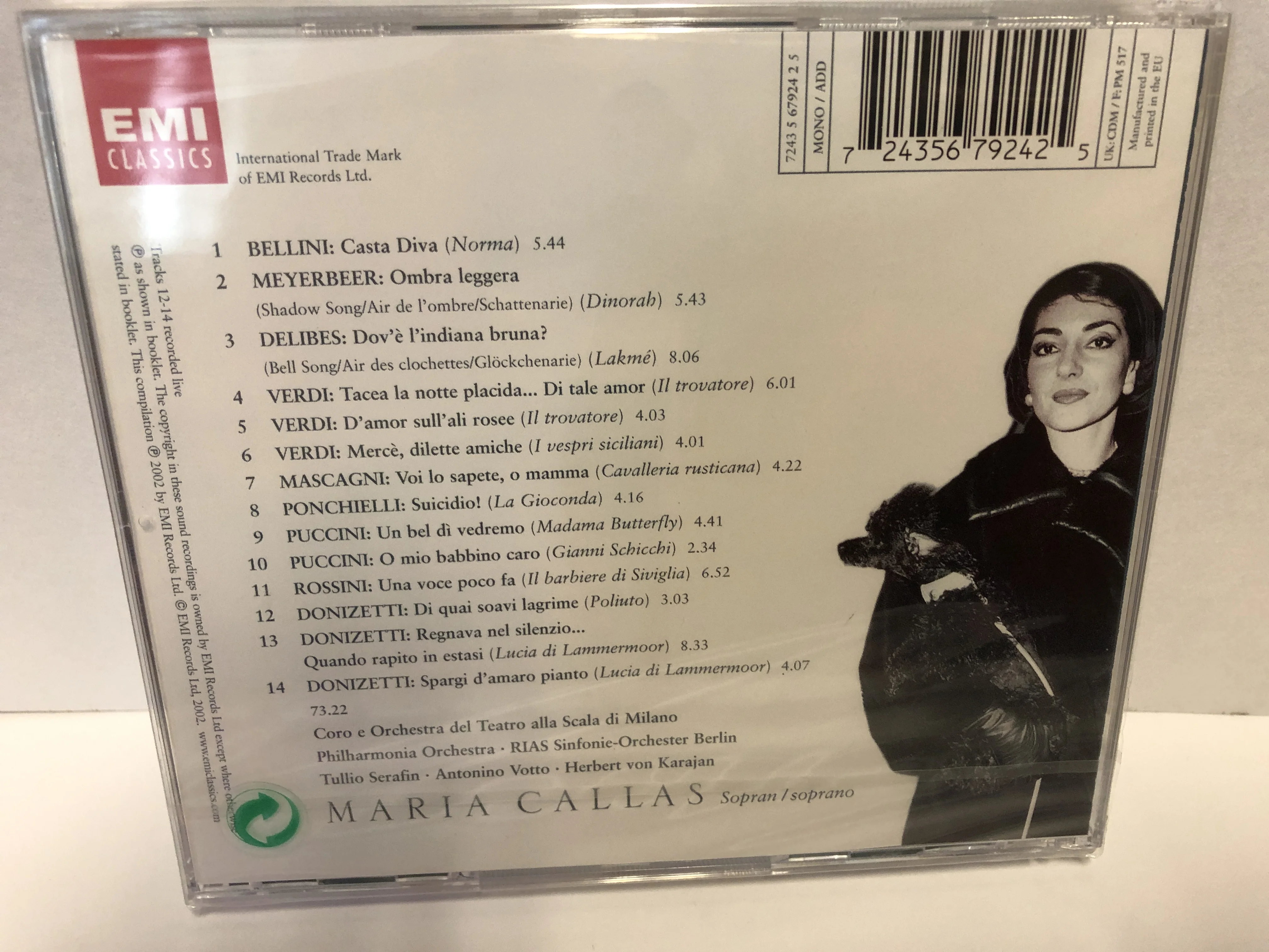 Maria Callas поет четырнадцать хорошо известных ариарий Верди, маскагни, пучцини, Беллини и т. Д. Лучшее качество-Callas Bro № 146389