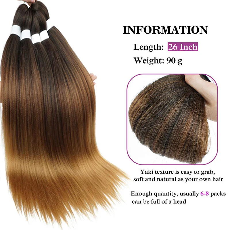 Synthetic Pre Stretched Yaki Ombre Braiding Hair For Wholesale Braid Hair Prestretched Braiding Hair