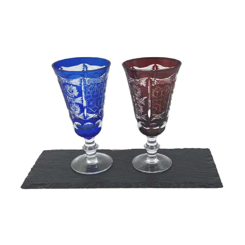 hand made overlay  bohemia crystal colored 120ml mini red wine glass goblet