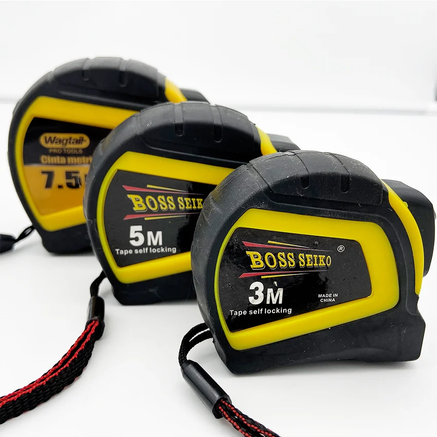 3 m 5 m 7.5 m 10 m tape measure with nylon coated matte white and yellow lettering foot inch fractional metric system