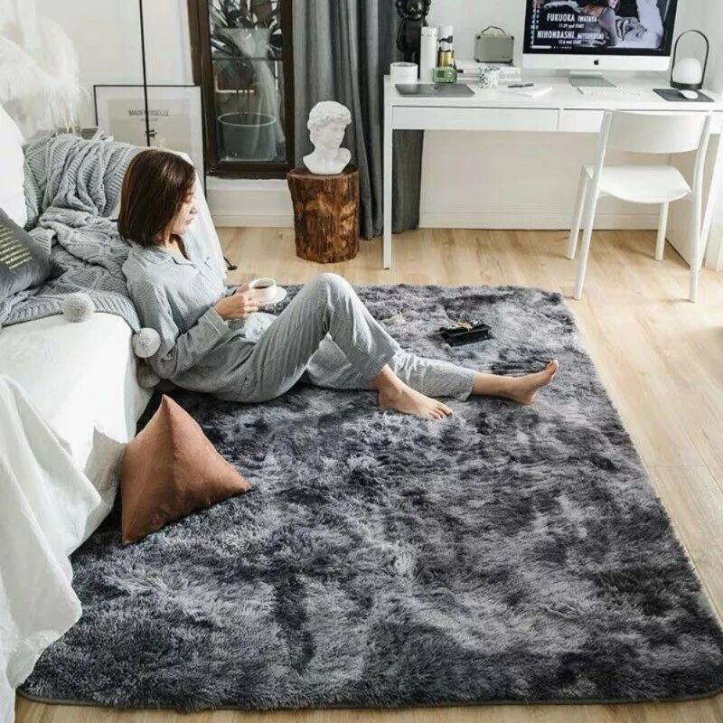Long Plush Area Rug Soft Fake Fur Washable Non-Slip Decorative Floor Mat For Living Room Bedroom Playing Room