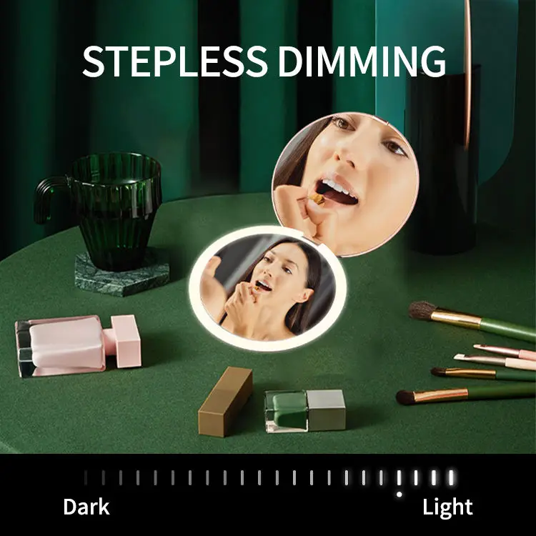 China Wholesale Custom Promotion Gift Portable Pocket hand mirror  makeup mirror with led lights