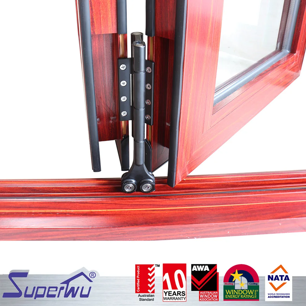 Superhouse accordion windows thermal break double glazed aluminium bi fold window fold up glass bi-folding windows