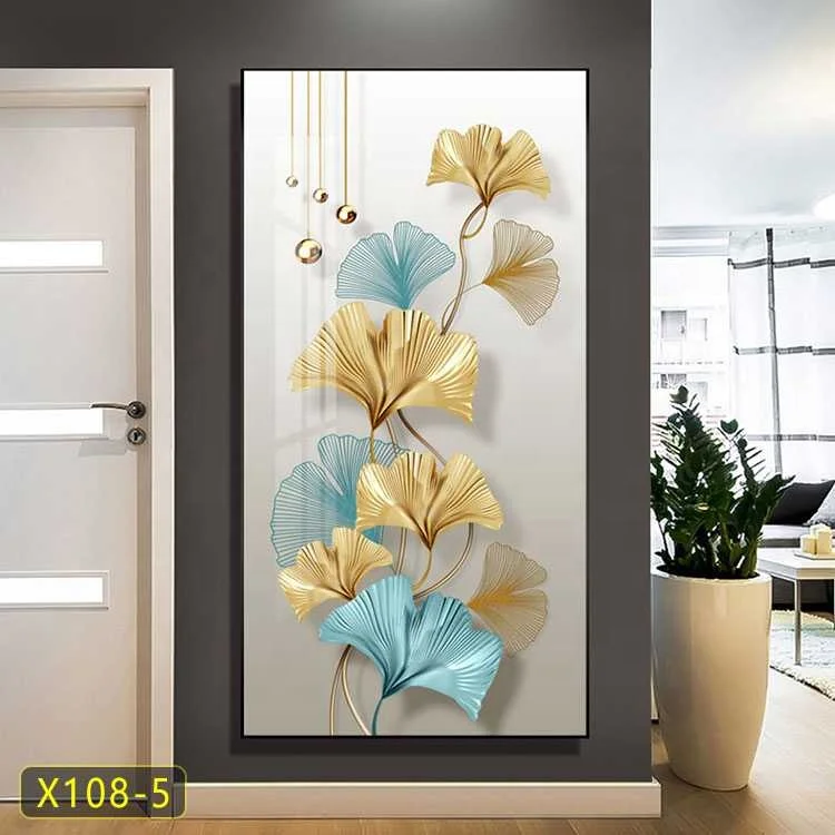 Still life aluminum famed home decorative bedroom wall hanging painting decor movable rectangle gold wall art painting