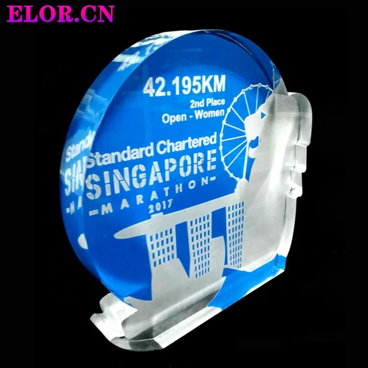 Specially Shape Acrylic Trophy Awards UV Printing Colorful Marathon Trophy Good Looking Customization By Your Design