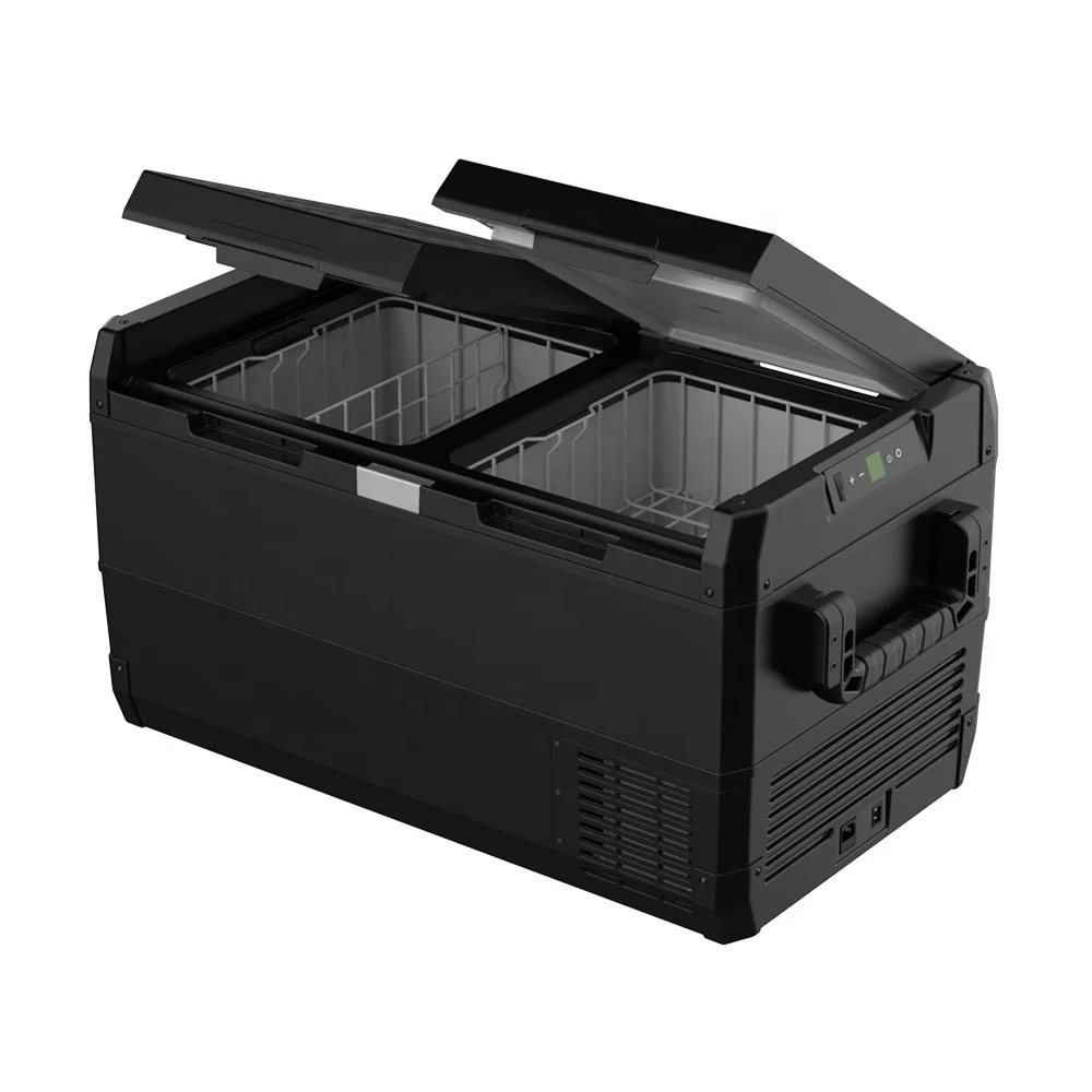 Dual Zone Solar 12v Compressor Freezer Battery Powered Wheels Electric Cooler Box Complete Kit Car Fridge