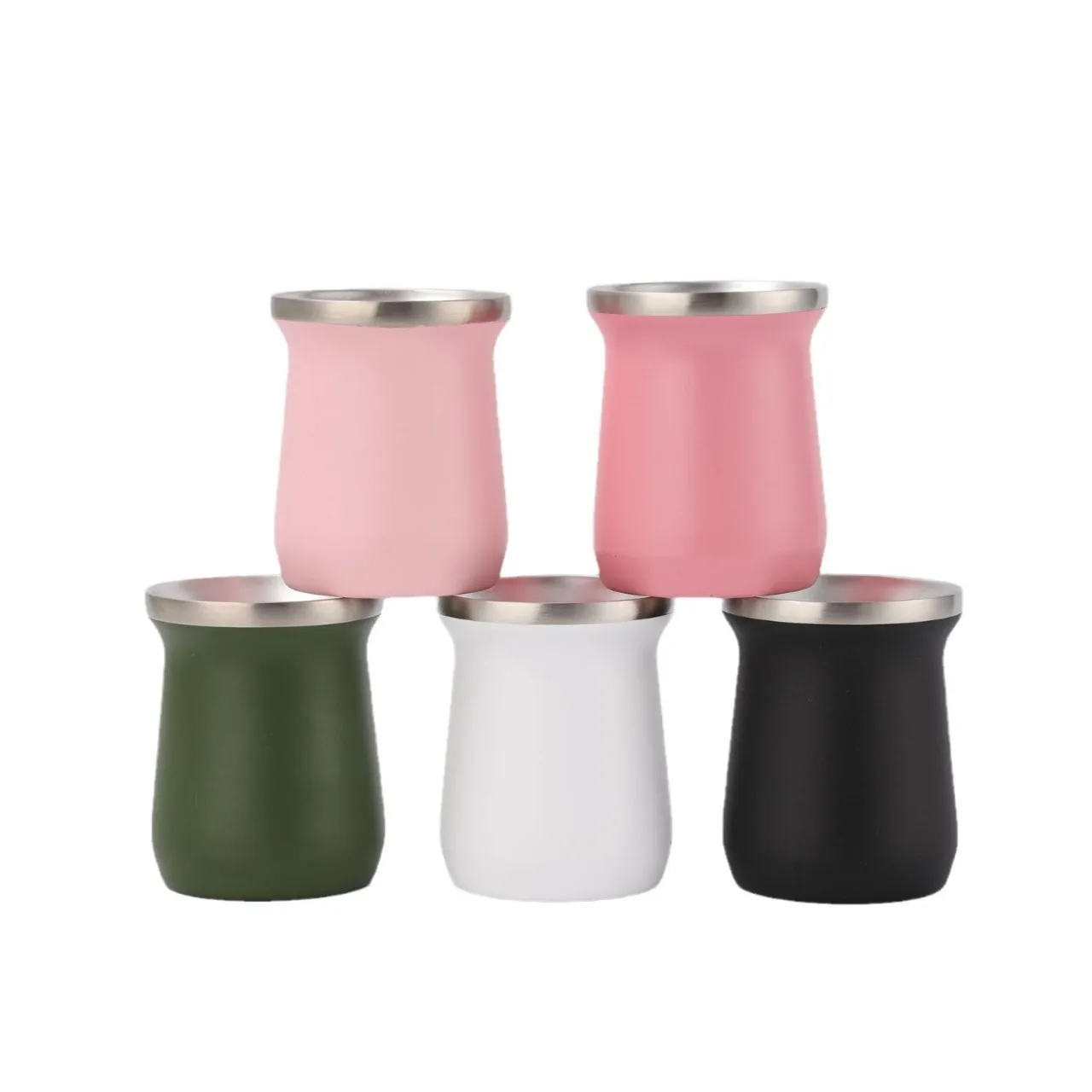 stainless  steel 240ml yerba cups matte tea straw double wall vacuum insulated 8oz thermos set wholesale custom color logo mug