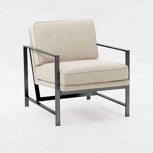 Metal dinning lounge sofa set modern living room home furniture with fabric upholstered cafe armchair for wholesale