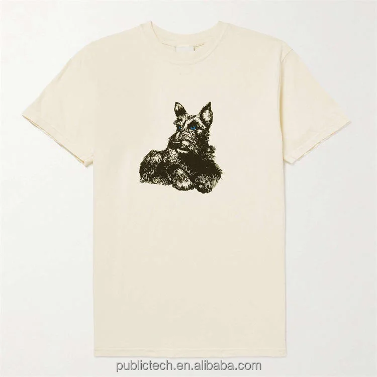 Wholesale Oversized Street Wear 300 Gsm Beige High Quality 100% Coton Custom Graphic Printing Logo T Shirt