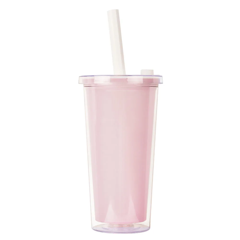 
New Design 20oz 24oz Insulated Acrylic Milk Tea Boba Cup Color Changing Double Wall Bubble Tea Tumbler Cups With Straw 