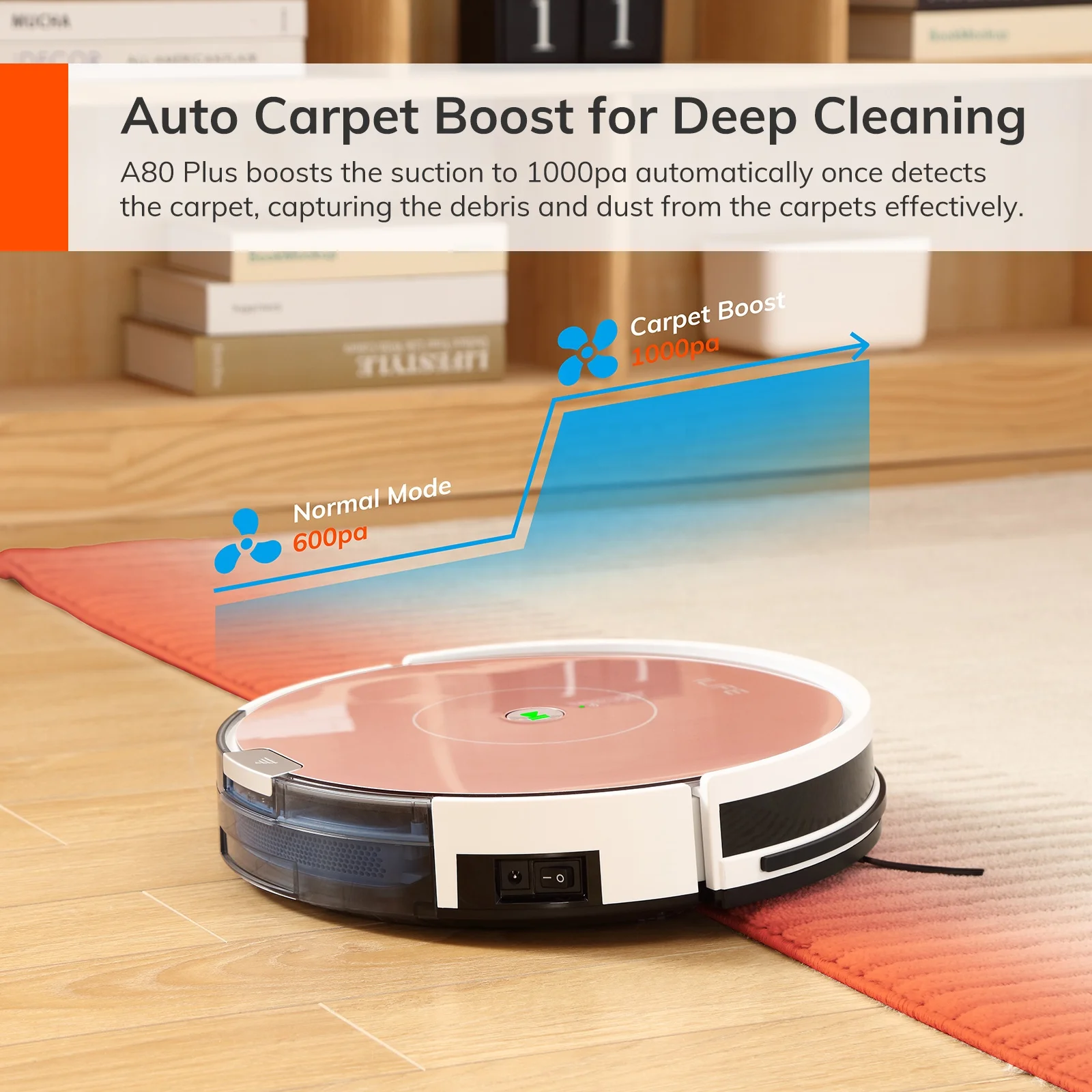 ILIFE A80 Plus Vacuum and Mop APP Control Brushless Motor Carpet and Floors 1000pa Robotic Vacuum Cleaner Mop