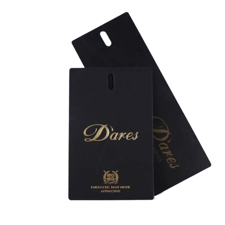 Customized Gold Hot Foil Stamping Paper Price Hang Tag with String for Garment