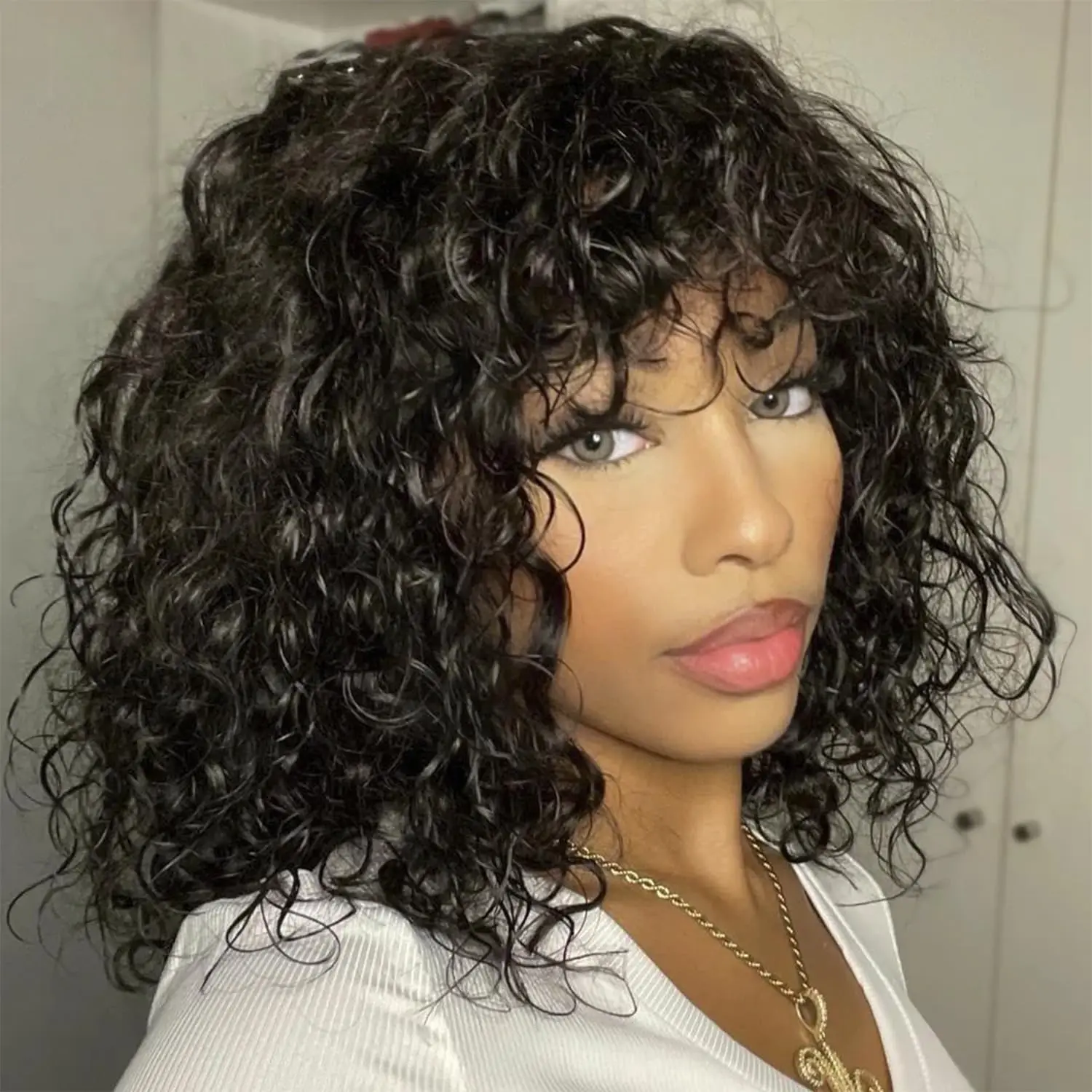 Short Full Machine Water Wave Human Hair wigs Favorable Wigs With Natural Colors for Black Women