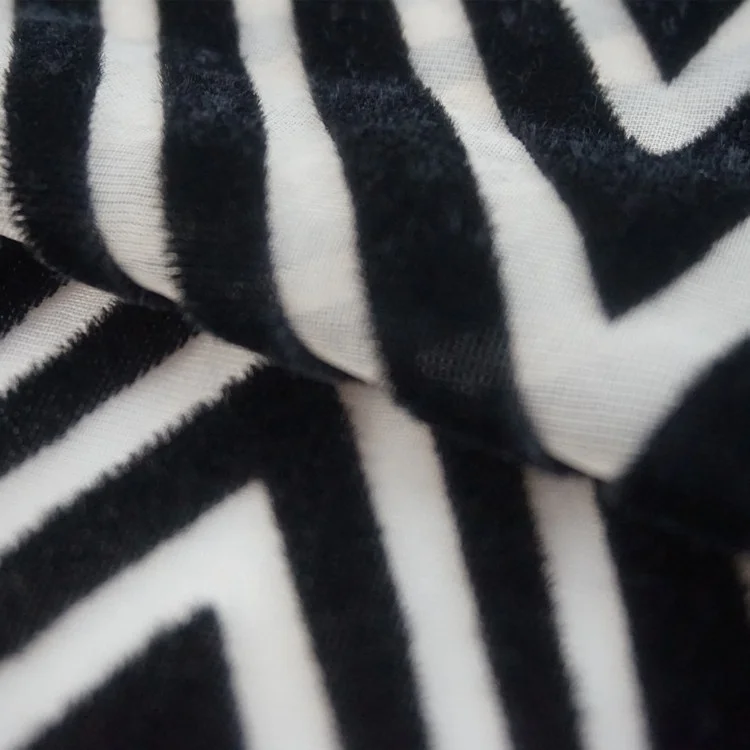 Горячий стиль Черный волны полиэстер жаккард бархат ткань для свадебного платья