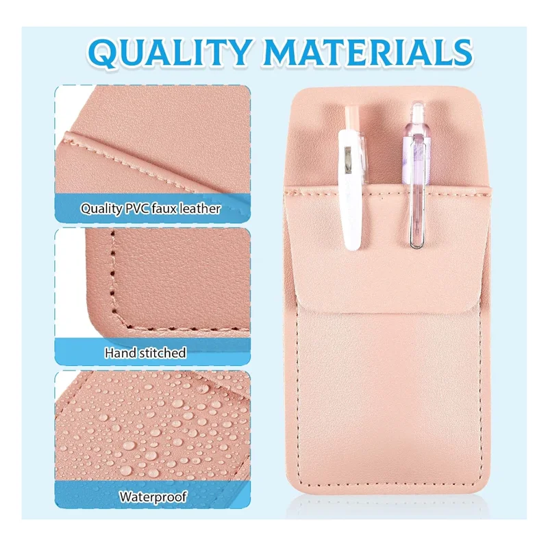Custom Fashion Pouch Nurse Pen Holder For Shirts PU Leather Pen and Pencil Case with Front Pocket Doctor Pencil Sleeve Holder
