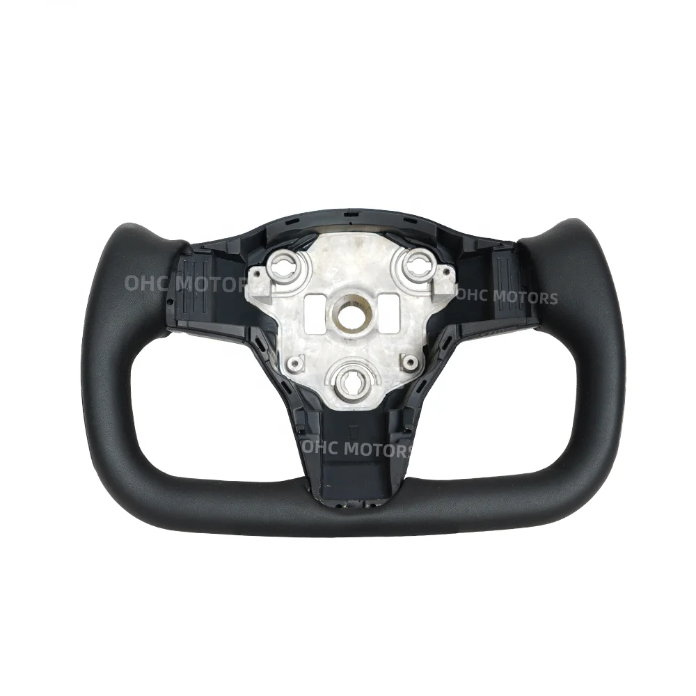 US Warehouse Black Smooth Leather Steering Wheel For Tesla Yoke Model 3 Steering Wheel With Heated 2016 2018 2019 2020 2021 2022