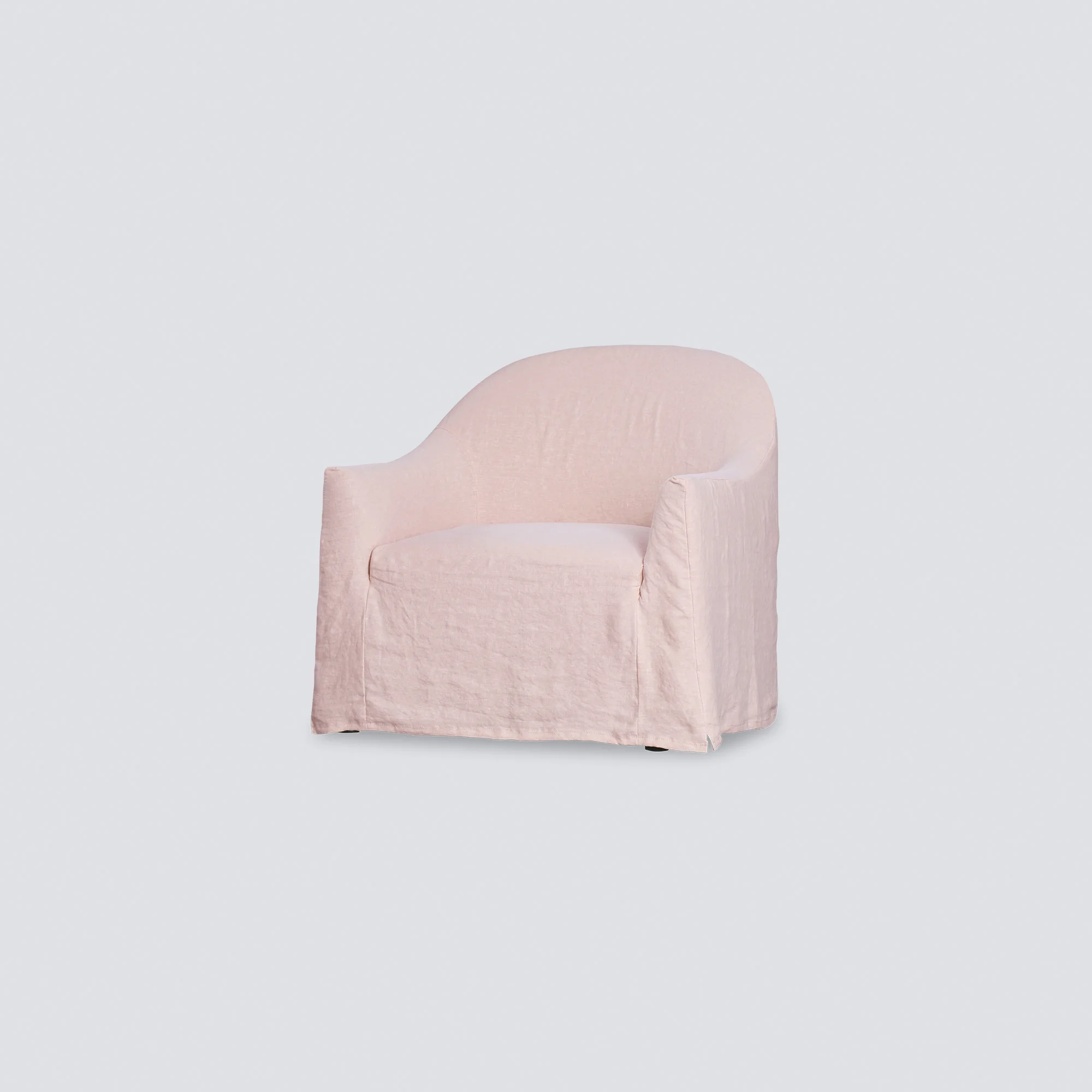 NS FURNITURE Belgium Natural Washed Linen Club Chair Slipcover Nude Pink Armchair Soft Single Chair for Living Room Upholstery