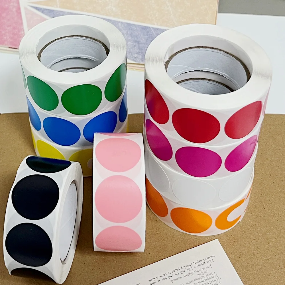 Colorful Thermal Sticker 50x50 Mm Round Shape Premium Barcode Price Labels 20x20 30x30 40x40 50x50 60x60