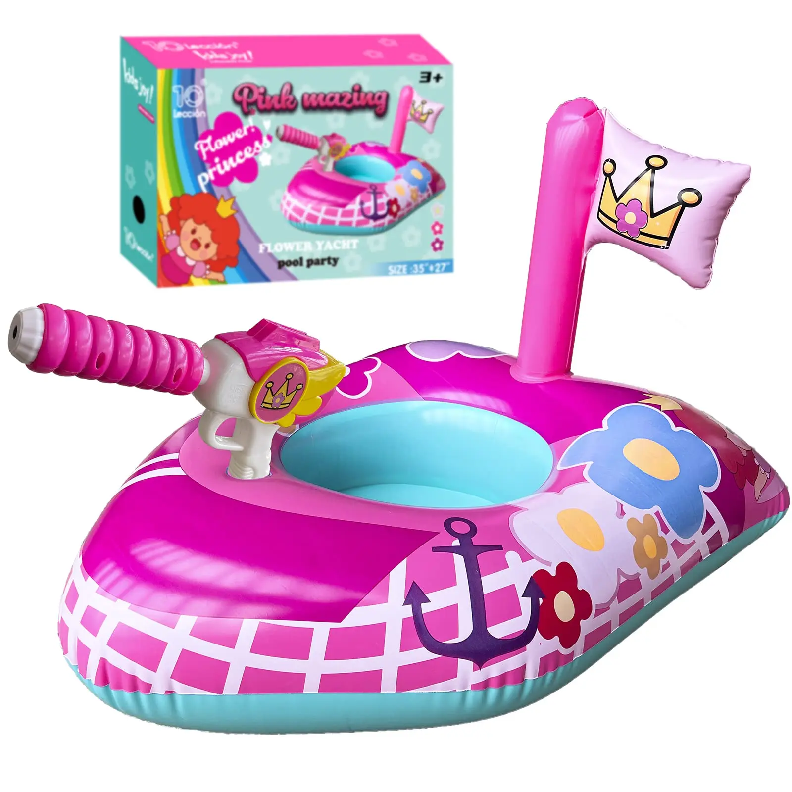 Pool Toys for KidsToddlers Pool Floats with Water Gu Beach Party Decoration Summer Pool Game Pink Princess Floating Row