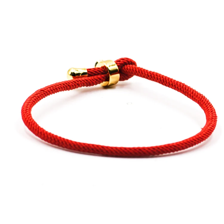 Fashion cord bracelets custom logo 3mm red string lucky bracelet friendship nylon rope adjustable cord bracelet