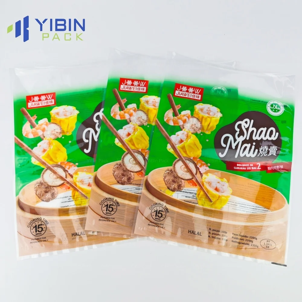 Custom frozen food packaging resealable food grade laminate plastic bags for frozen Samousa Dumplings Meat Steak Fish