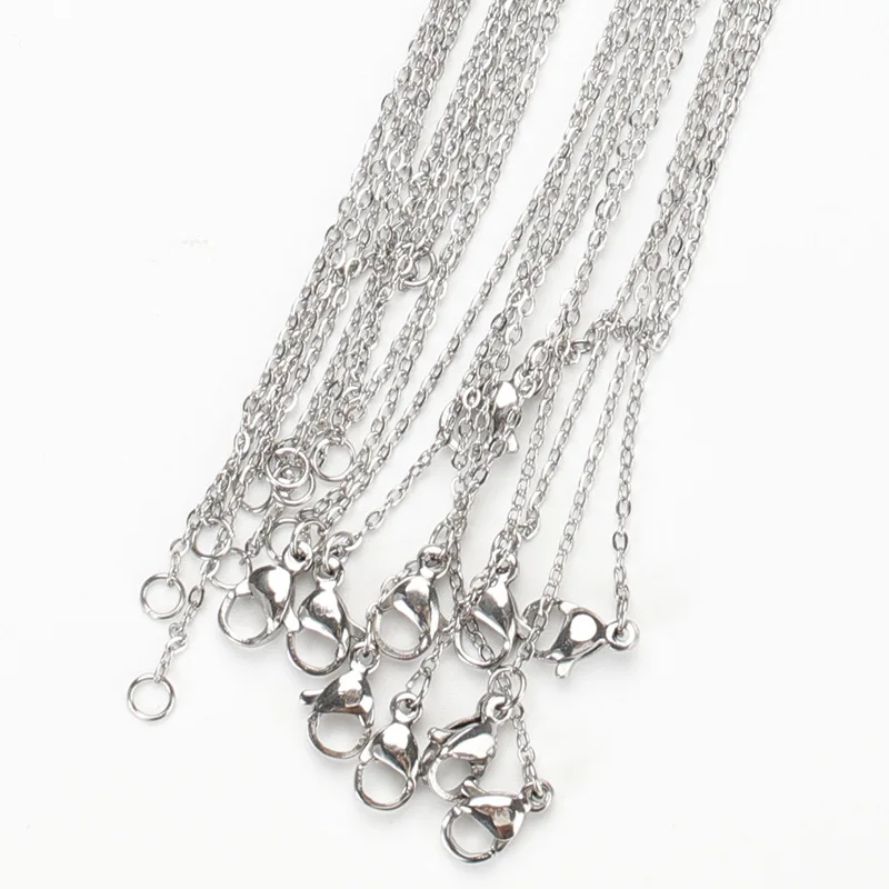 45cm stainless steel chain 1.4mm O-word pressed batch corner cross chain Silver gold plated necklace DIY jewelry chain