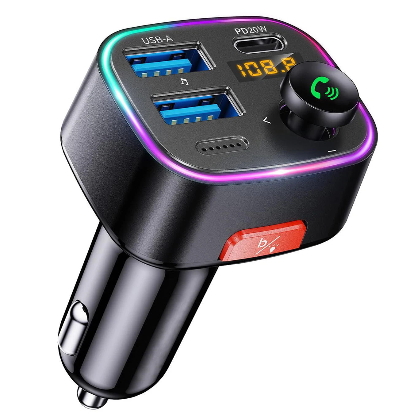 C77Q Bluetooth 5.3 Car Adapter PD36W Fast Charger Ports Hands-Free Calling MP3 Player Bluetooth FM Transmitter for Car Vehicles