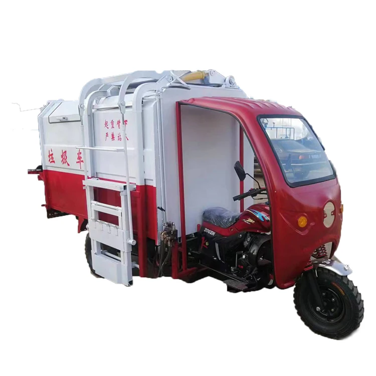 City road garbage pickup clearing truck Gasoline three-wheeled garbage truck Community cleaning and sanitation truck