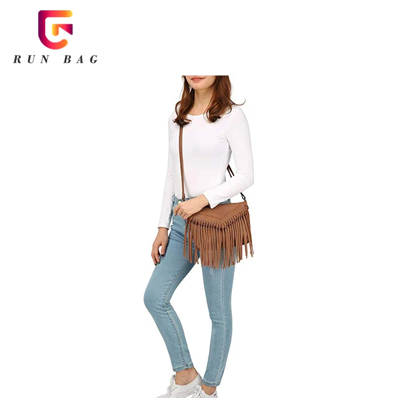 PU Leather Hobo Fringe Crossbody Purse Vintage Small Handbag Tassel Bag For Women